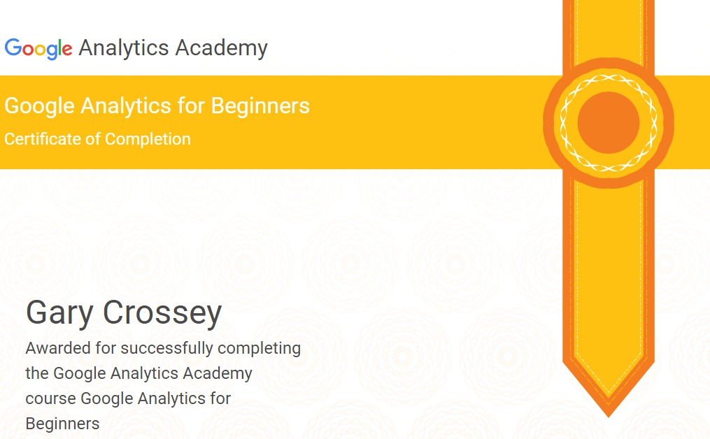 Google Analytics Academy Cerficate